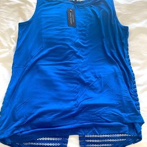 Lemon tart NWT blue tank with eyelet back covering